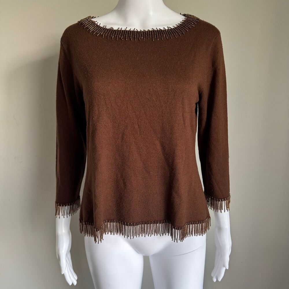 Y2K 525 America Cashmere & Silk Beaded Sweater Brown